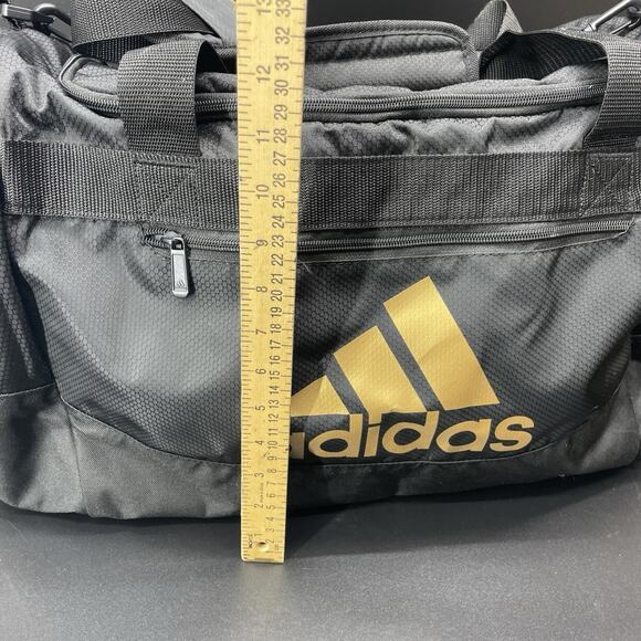 Adidas Defender Duffle Bag Gym Athletic Workout Black/Gold 21x11x11 Medium Size - Picture 8 of 11